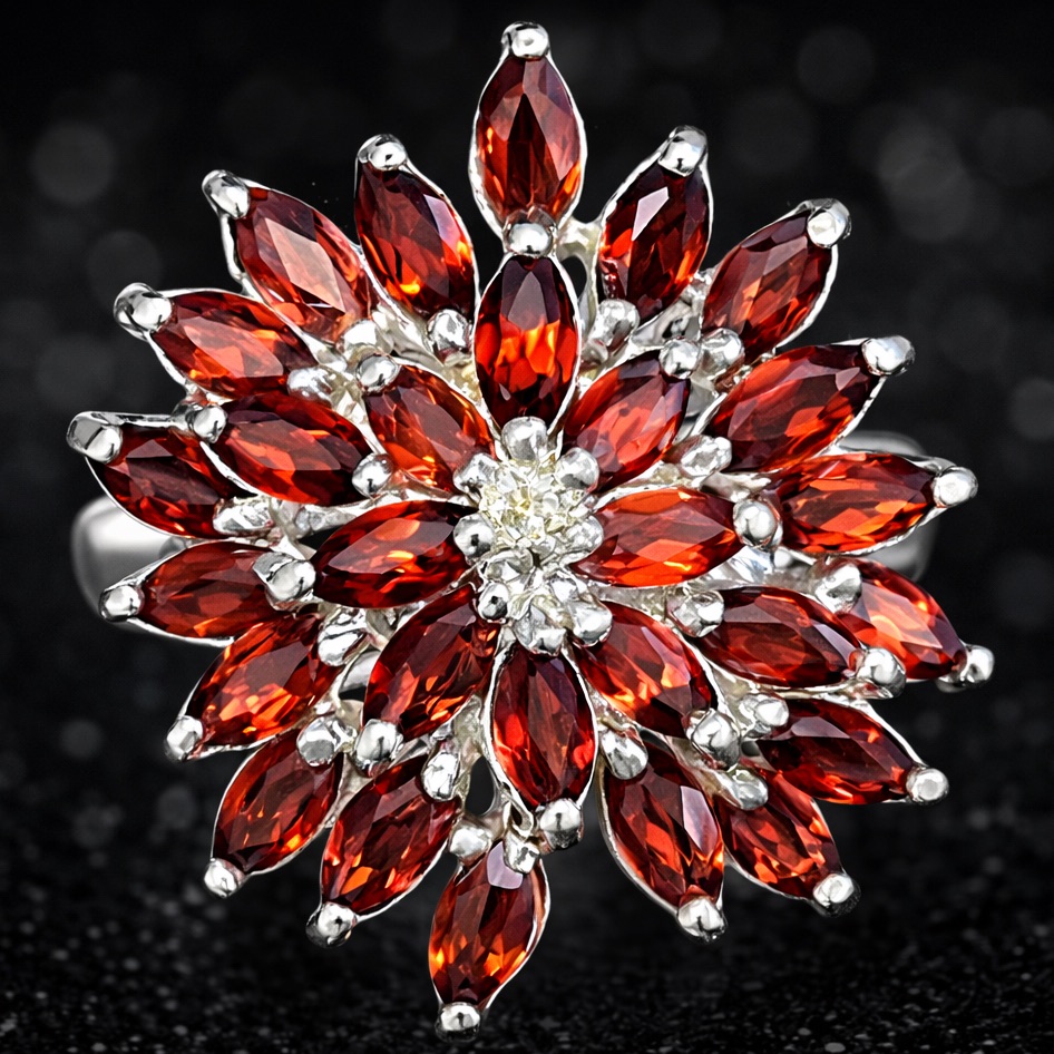 Suzanne Somers Vintage Real Garnet Gemstone Cz Huge Cocktail Statement Ring Hsn 79$